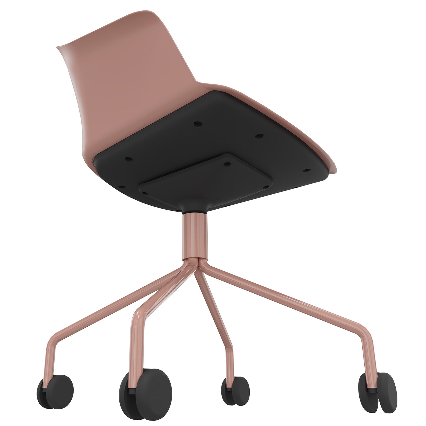 POLYTONE-C visitor and conference chair rollable | Pyramid frame, color old pink