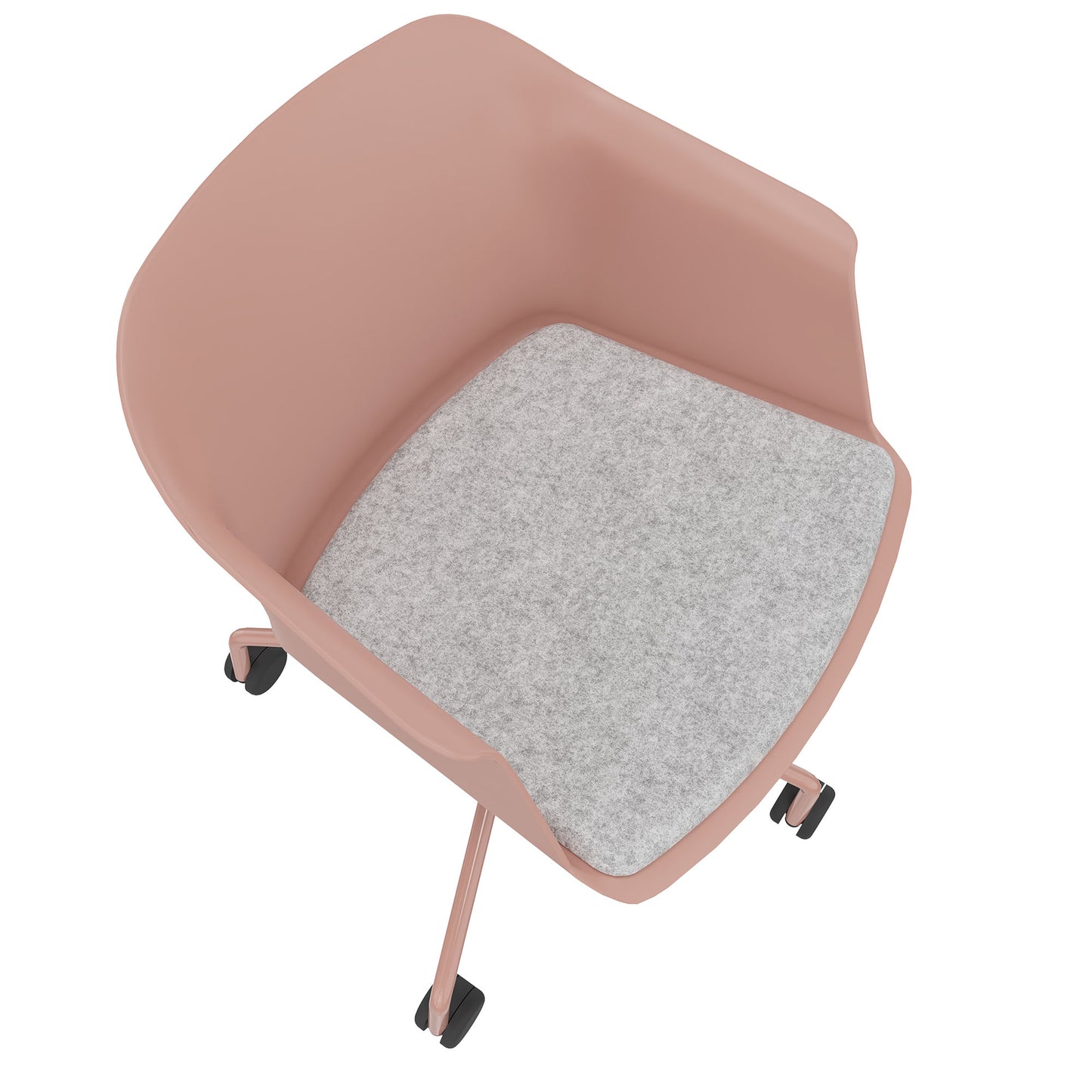 POLYTONE-C visitor and conference chair rollable | Pyramid frame, color old pink