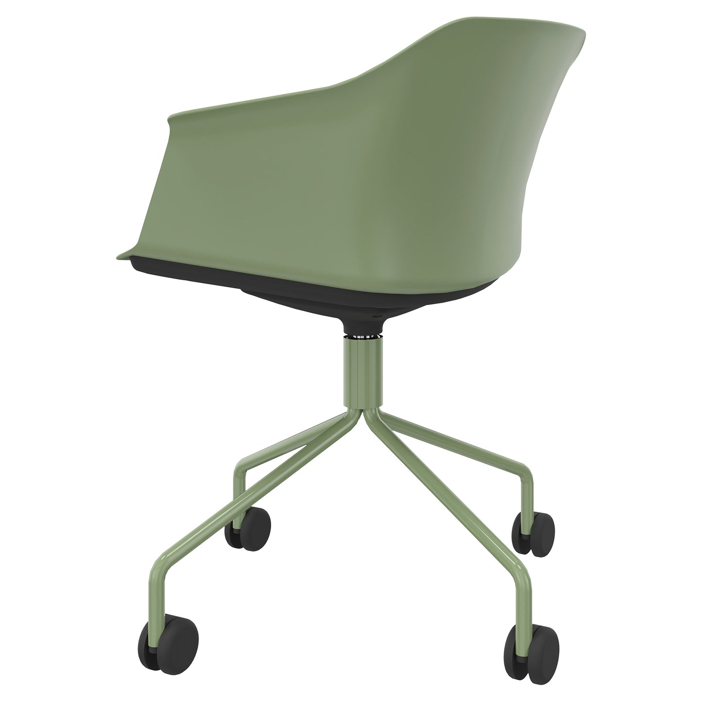 POLYTONE-C visitor and conference chair rollable | Pyramid frame, color avocado green