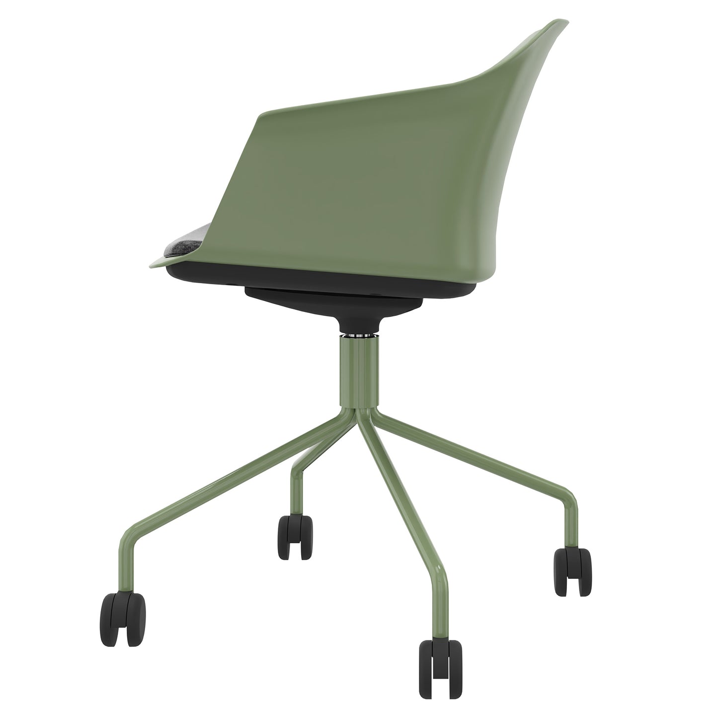 POLYTONE-C Besucher- und Konferenzstuhl rollbar | Pyramiden-Gestell, Farbe Avocadogrün