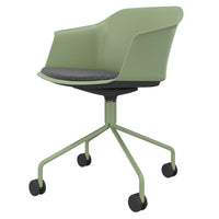 POLYTONE-C visitor and conference chair rollable | Pyramid frame, color avocado green