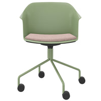 POLYTONE-C visitor and conference chair rollable | Pyramid frame, color avocado green