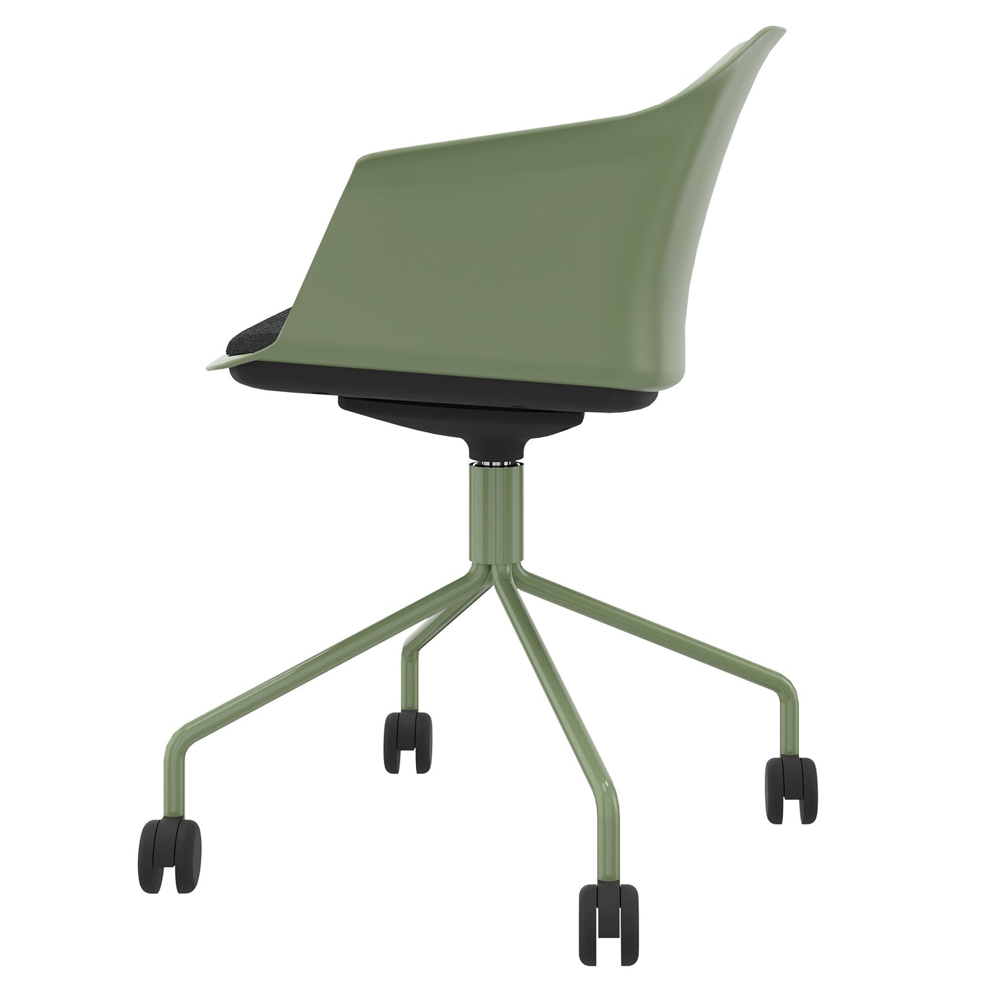 POLYTONE-C visitor and conference chair rollable | Pyramid frame, color avocado green