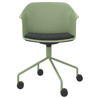 POLYTONE-C visitor and conference chair rollable | Pyramid frame, color avocado green