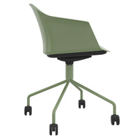 POLYTONE-C visitor and conference chair rollable | Pyramid frame, color avocado green