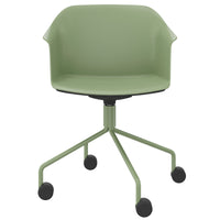 POLYTONE-C visitor and conference chair rollable | Pyramid frame, color avocado green