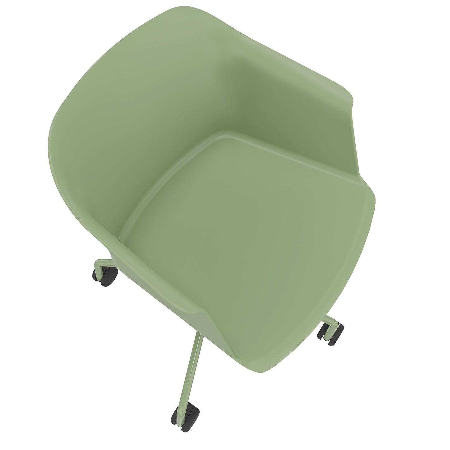 POLYTONE-C visitor and conference chair rollable | Pyramid frame, color avocado green