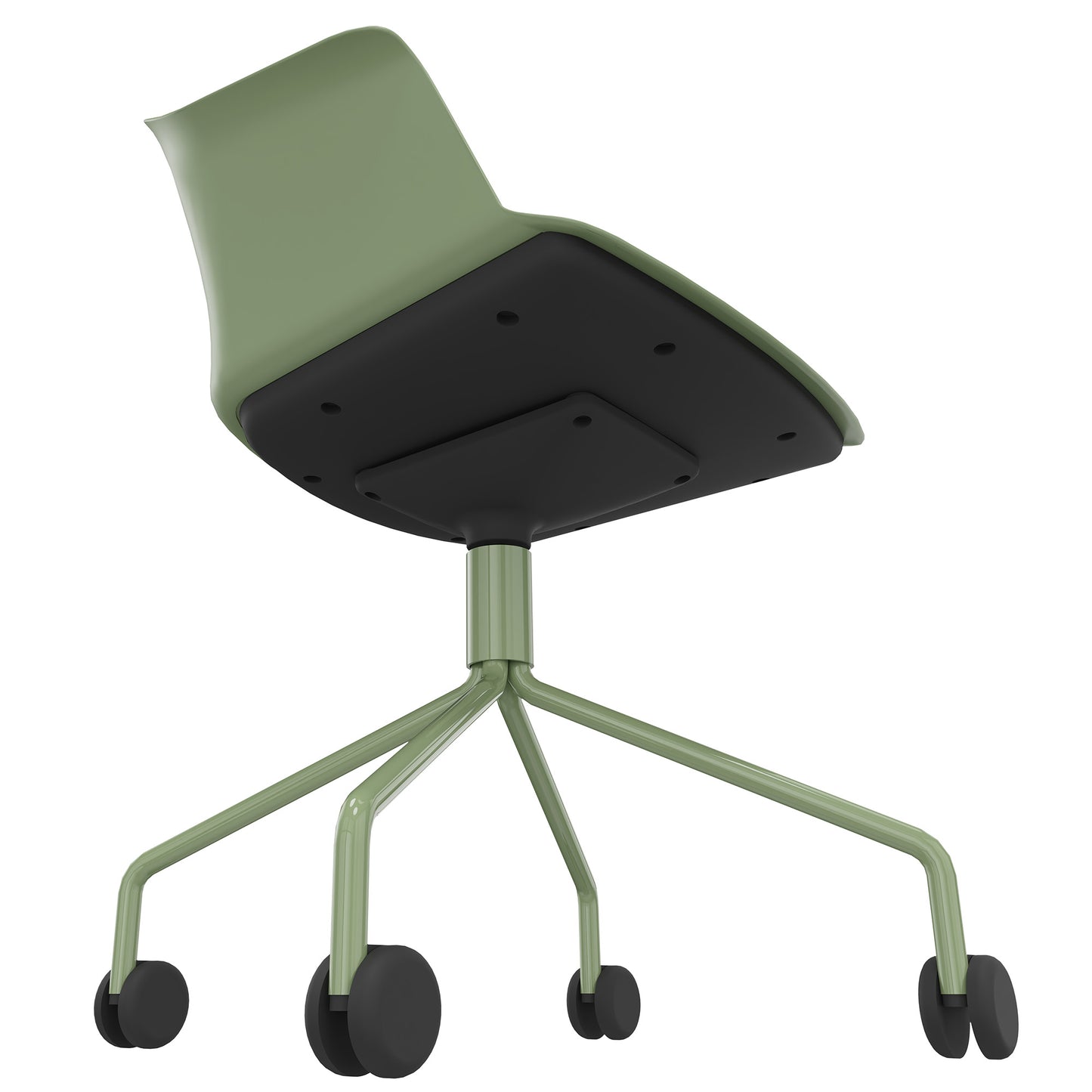 POLYTONE-C visitor and conference chair rollable | Pyramid frame, color avocado green