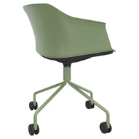 POLYTONE-C visitor and conference chair rollable | Pyramid frame, color avocado green