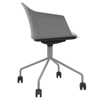 POLYTONE-C visitor and conference chair rollable | Pyramid frame, color gray