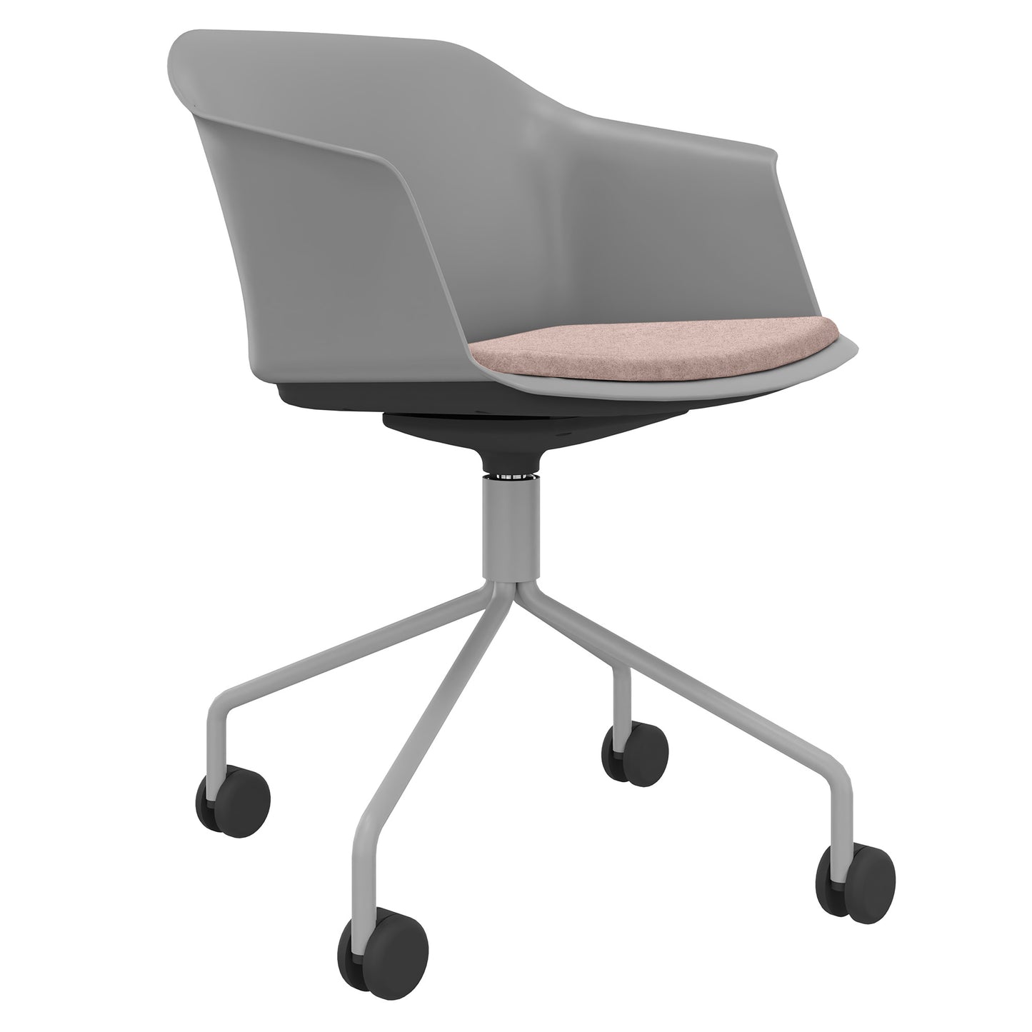 POLYTONE-C visitor and conference chair rollable | Pyramid frame, color gray