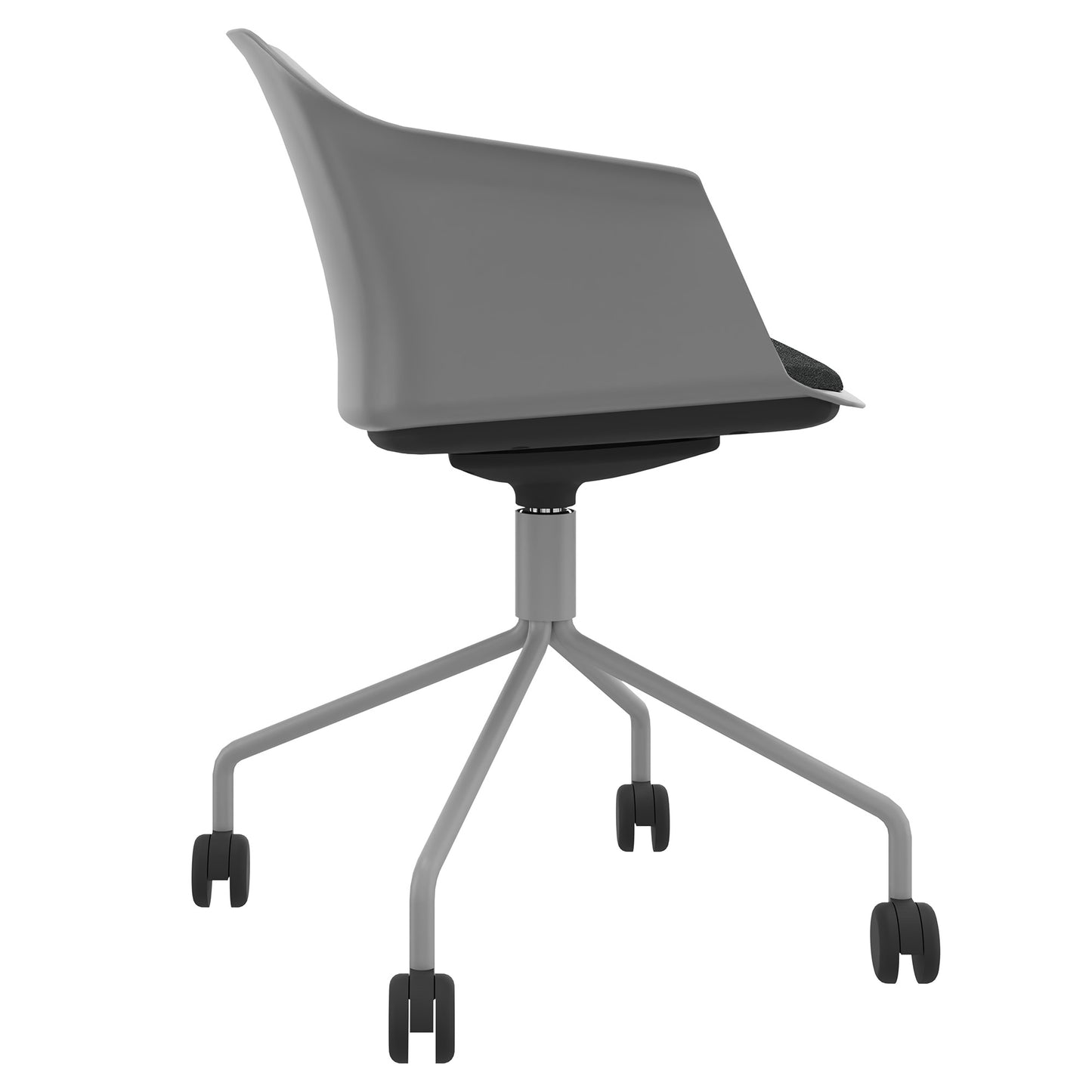 POLYTONE-C visitor and conference chair rollable | Pyramid frame, color gray