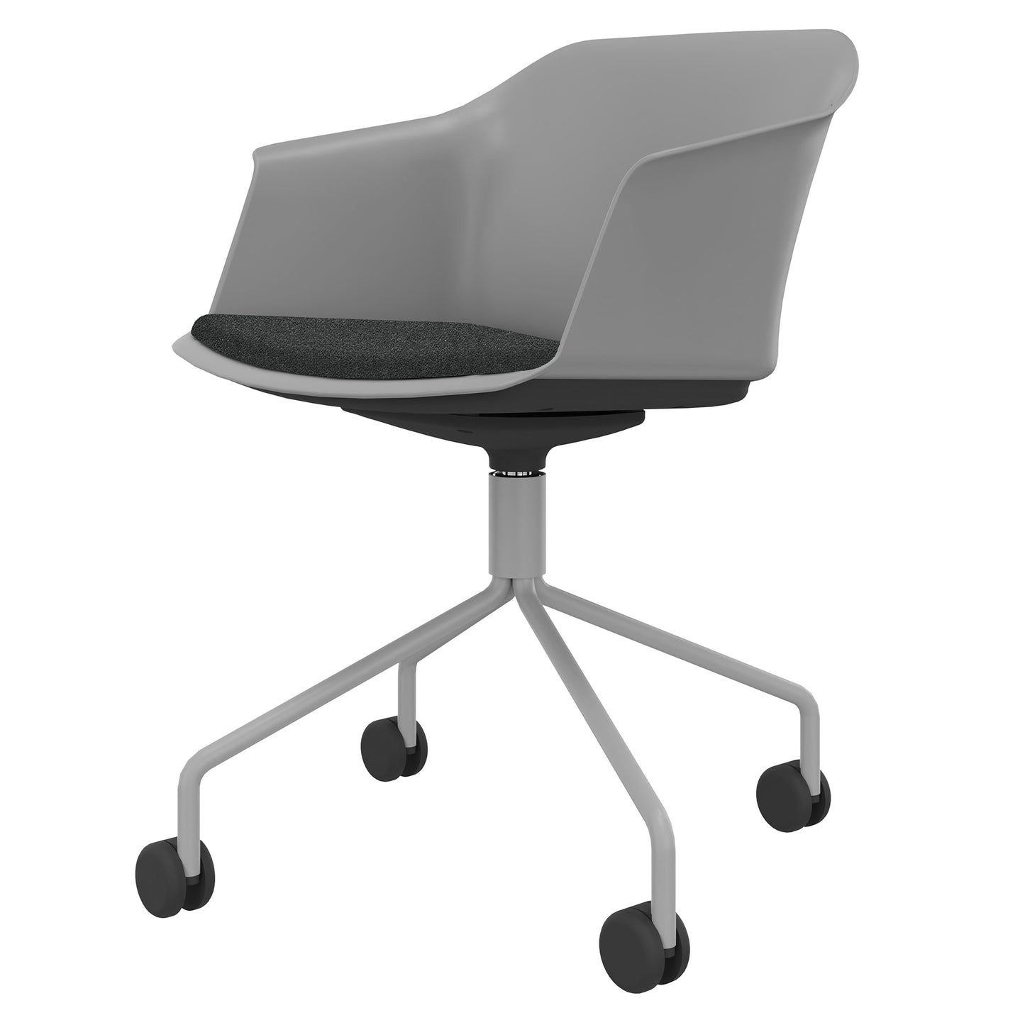 POLYTONE-C visitor and conference chair rollable | Pyramid frame, color gray