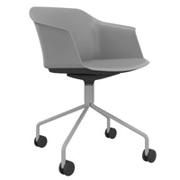 POLYTONE-C visitor and conference chair rollable | Pyramid frame, color gray