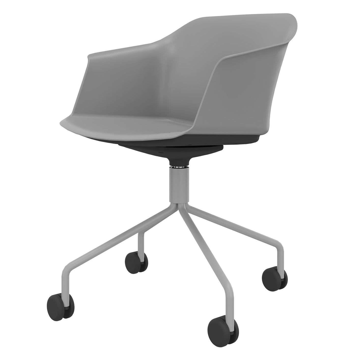 POLYTONE-C visitor and conference chair rollable | Pyramid frame, color gray