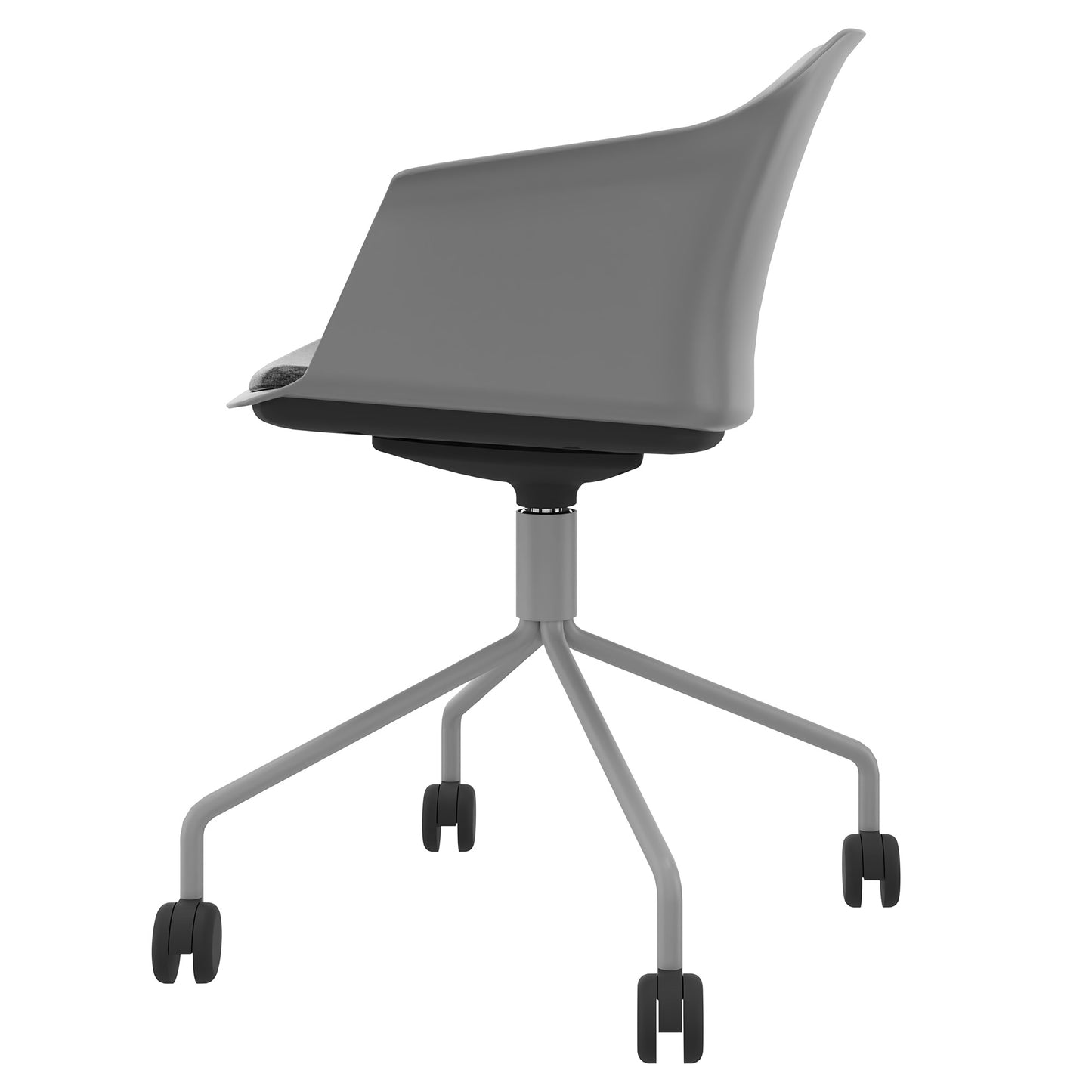 POLYTONE-C visitor and conference chair rollable | Pyramid frame, color gray