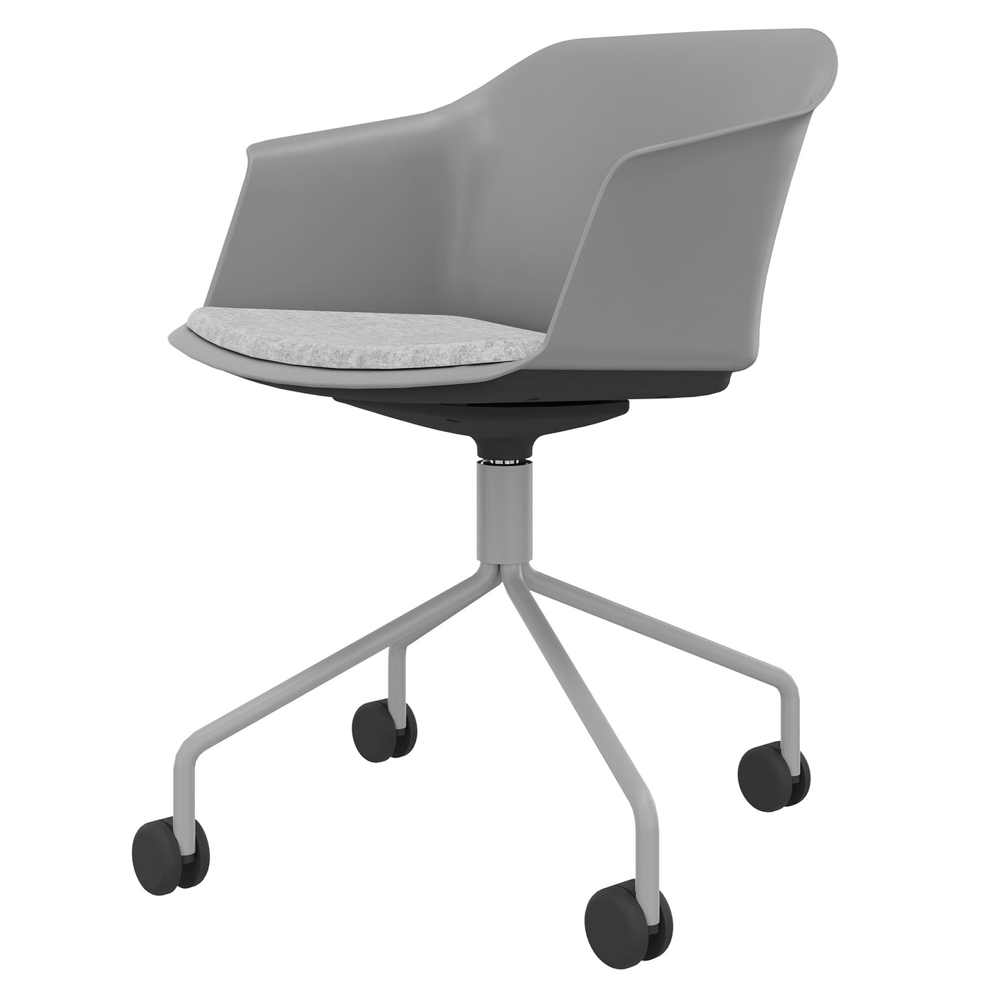 POLYTONE-C visitor and conference chair rollable | Pyramid frame, color gray