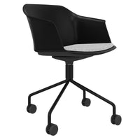 POLYTONE-C visitor and conference chair rollable | Pyramid frame, color black