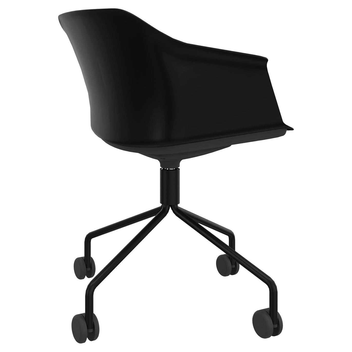 POLYTONE-C visitor and conference chair rollable | Pyramid frame, color black