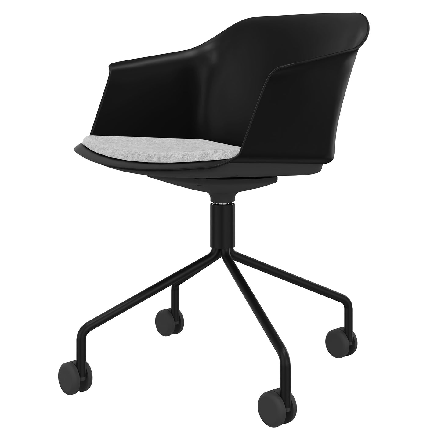 POLYTONE-C visitor and conference chair rollable | Pyramid frame, color black