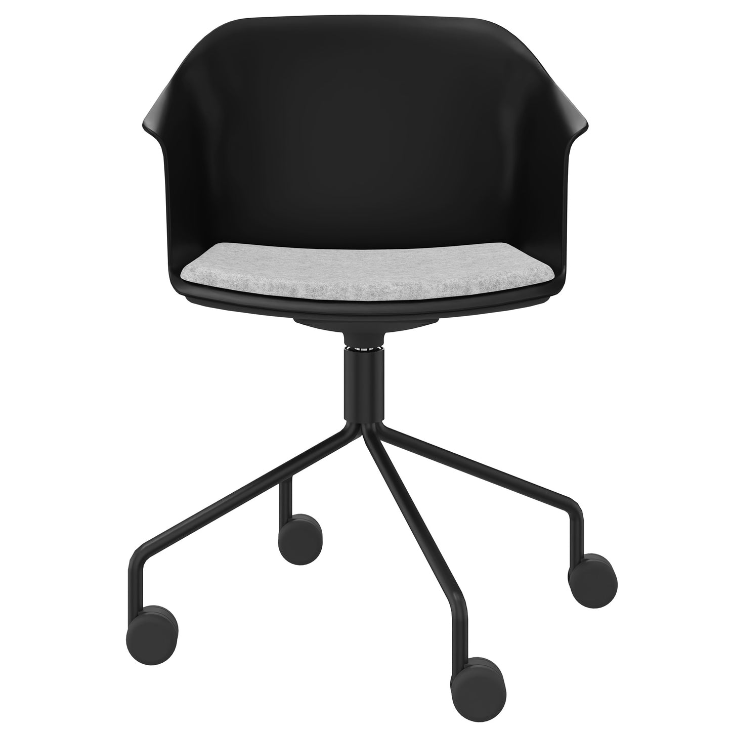 POLYTONE-C visitor and conference chair rollable | Pyramid frame, color black