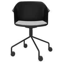 POLYTONE-C visitor and conference chair rollable | Pyramid frame, color black