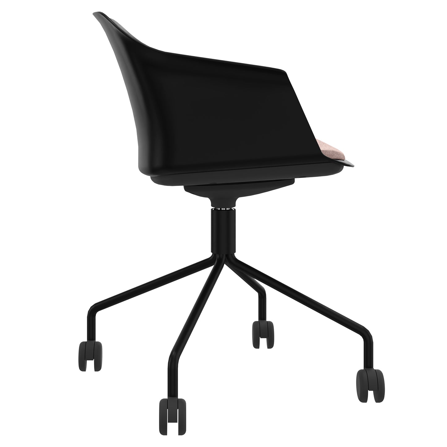 POLYTONE-C visitor and conference chair rollable | Pyramid frame, color black