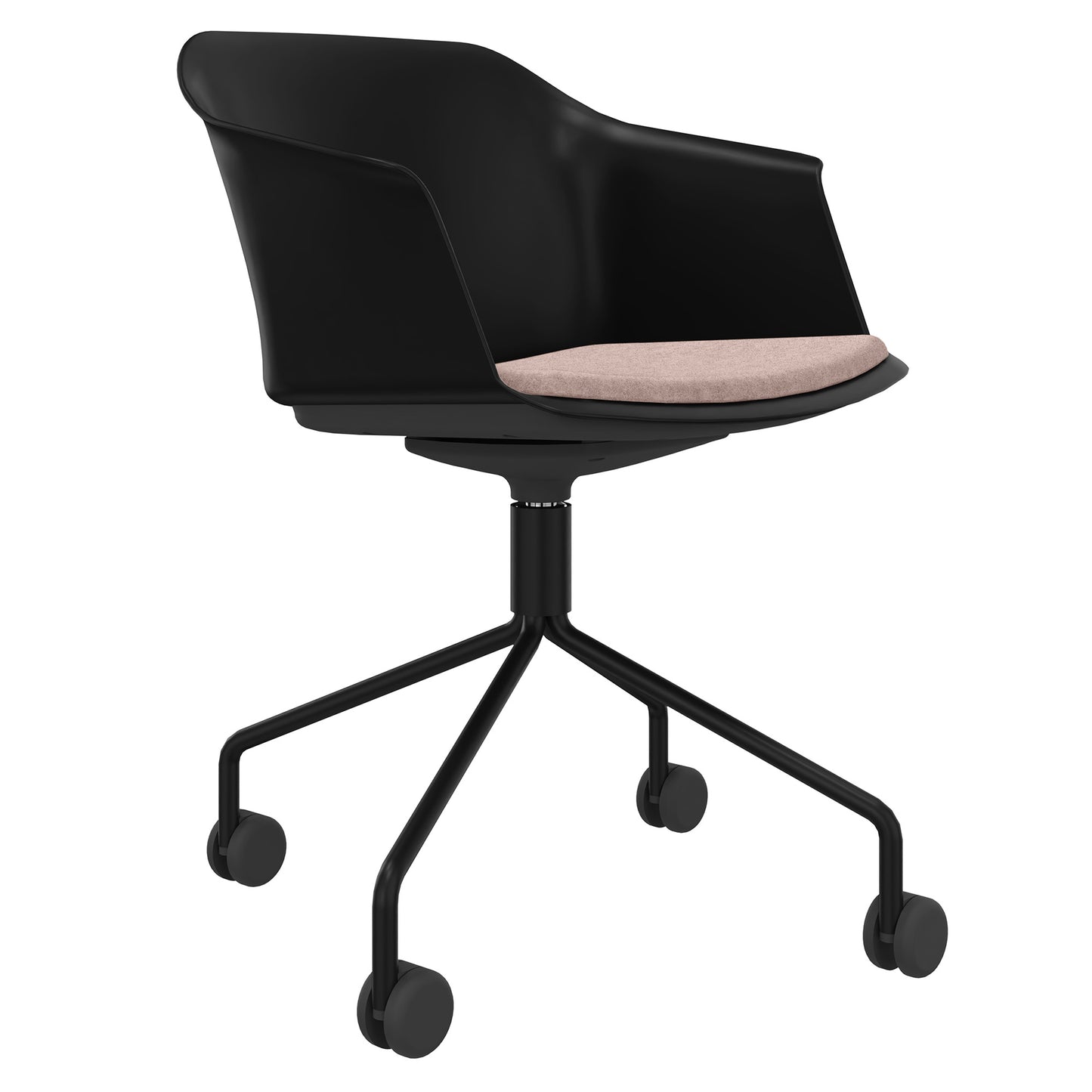 POLYTONE-C visitor and conference chair rollable | Pyramid frame, color black