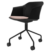 POLYTONE-C visitor and conference chair rollable | Pyramid frame, color black