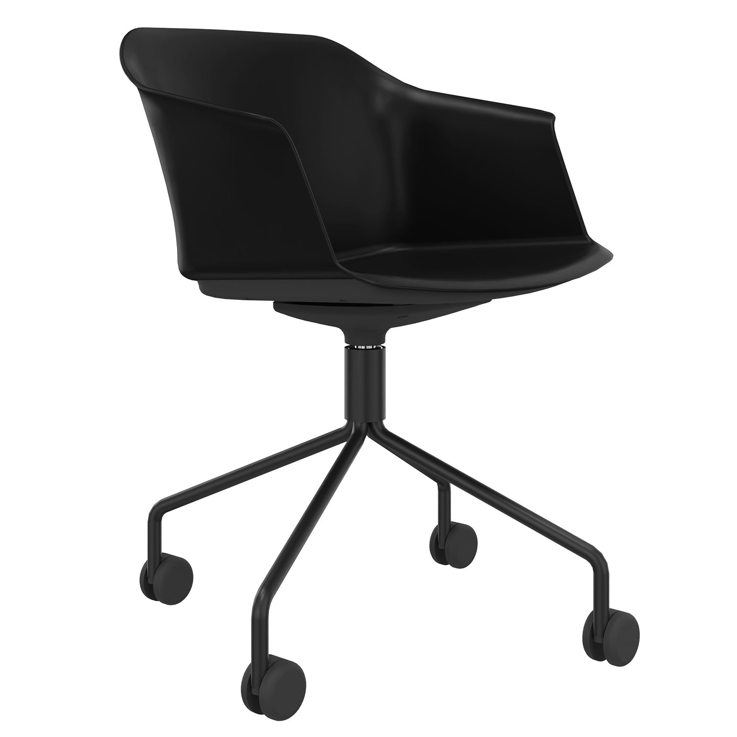 POLYTONE-C visitor and conference chair rollable | Pyramid frame, color black