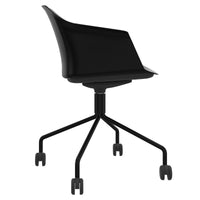 POLYTONE-C visitor and conference chair rollable | Pyramid frame, color black