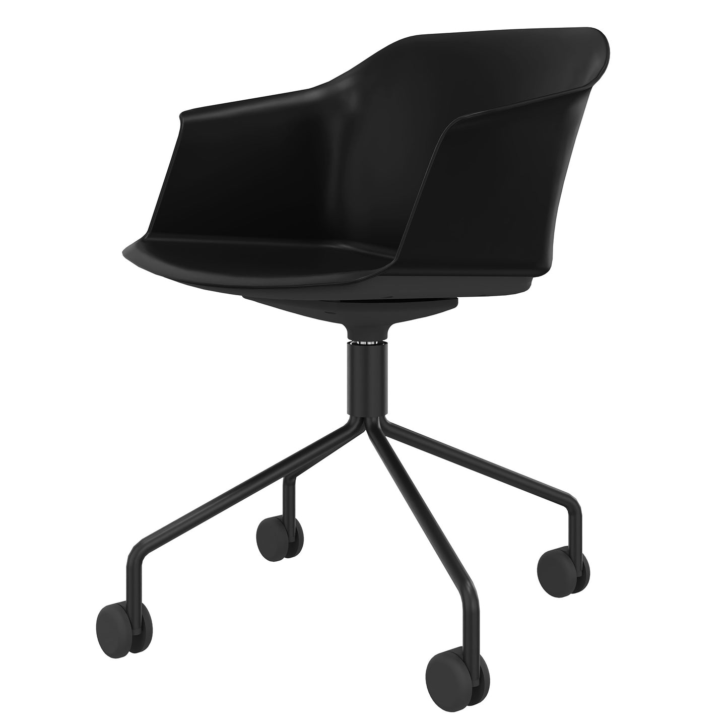 POLYTONE-C visitor and conference chair rollable | Pyramid frame, color black