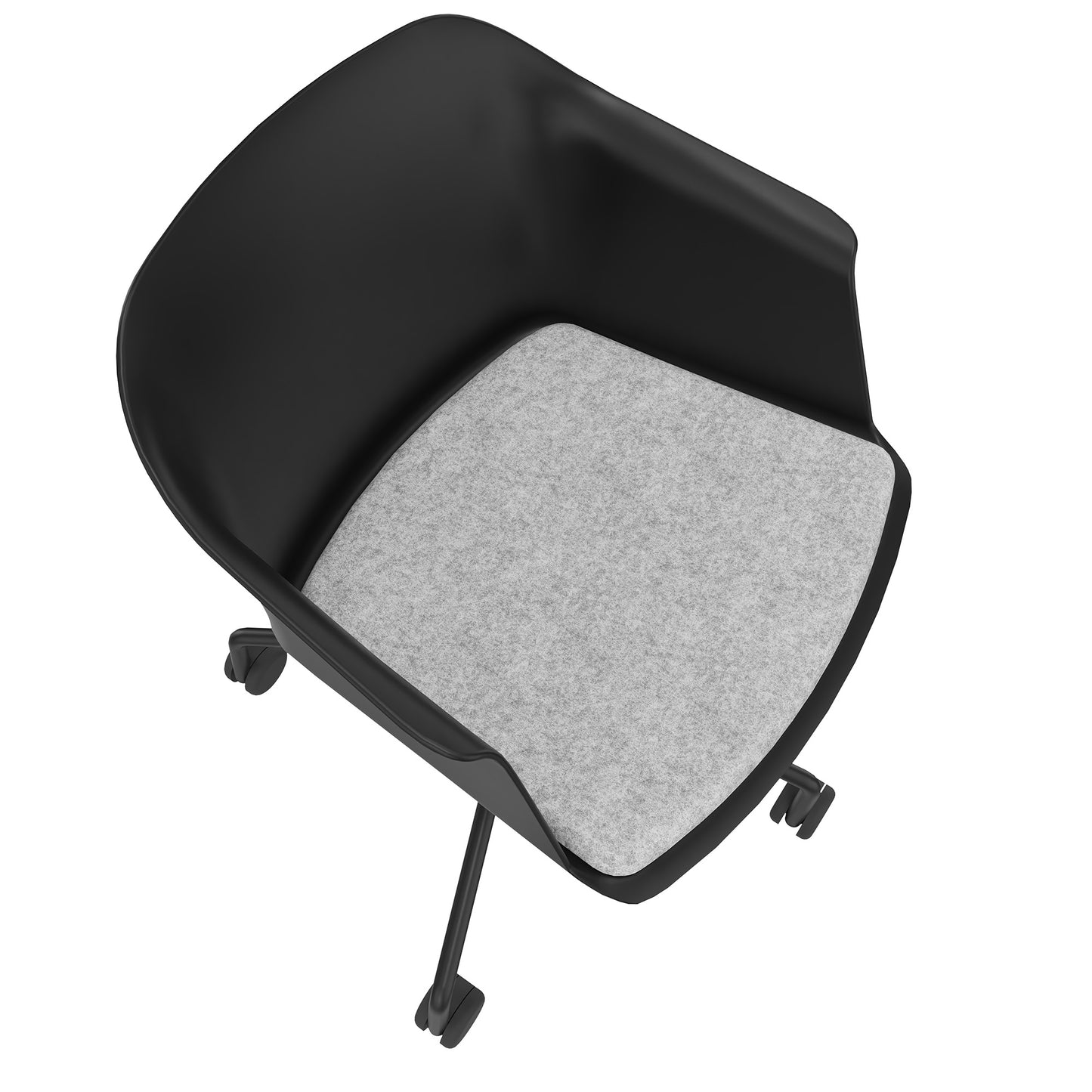 POLYTONE-C visitor and conference chair rollable | Pyramid frame, color black