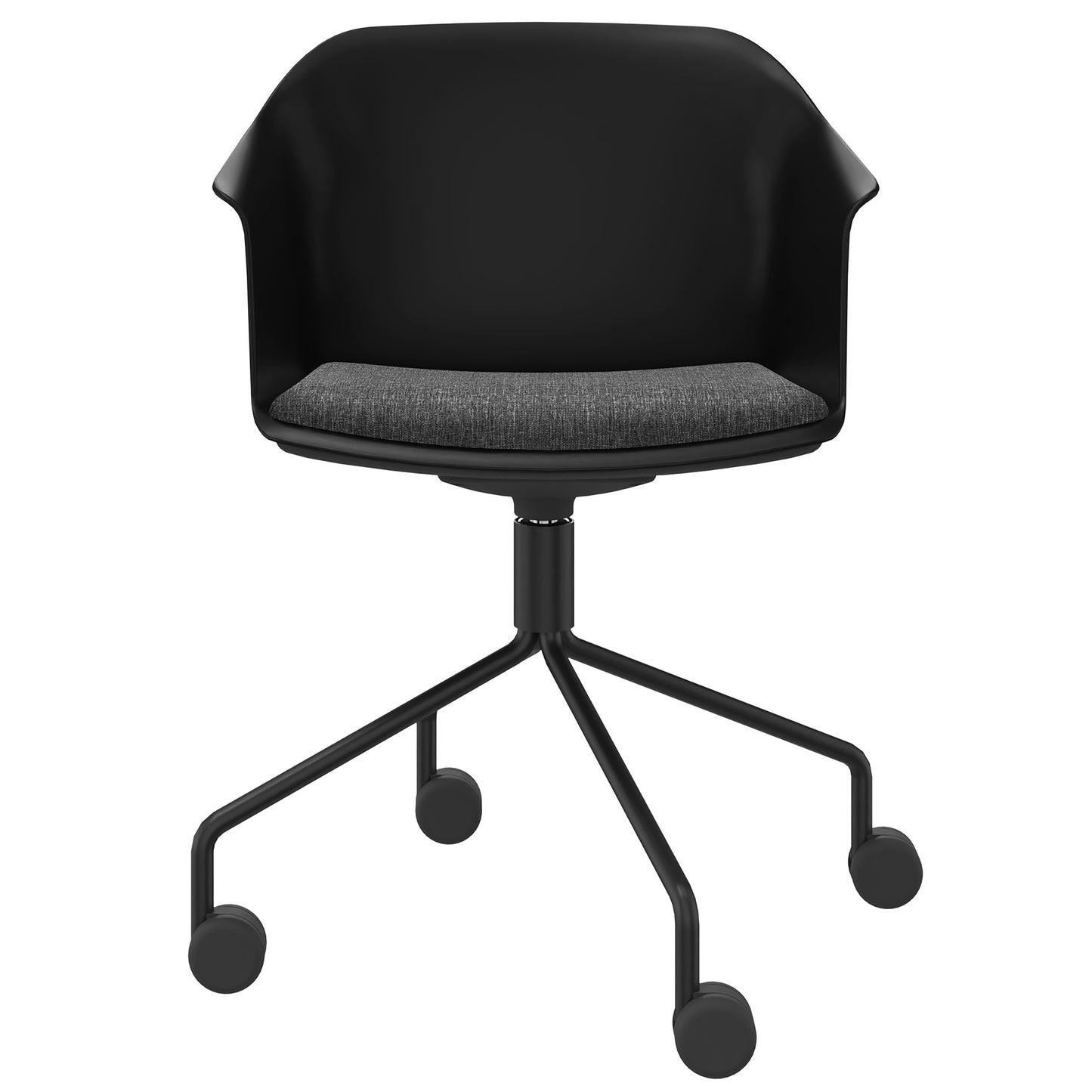 POLYTONE-C visitor and conference chair rollable | Pyramid frame, color black