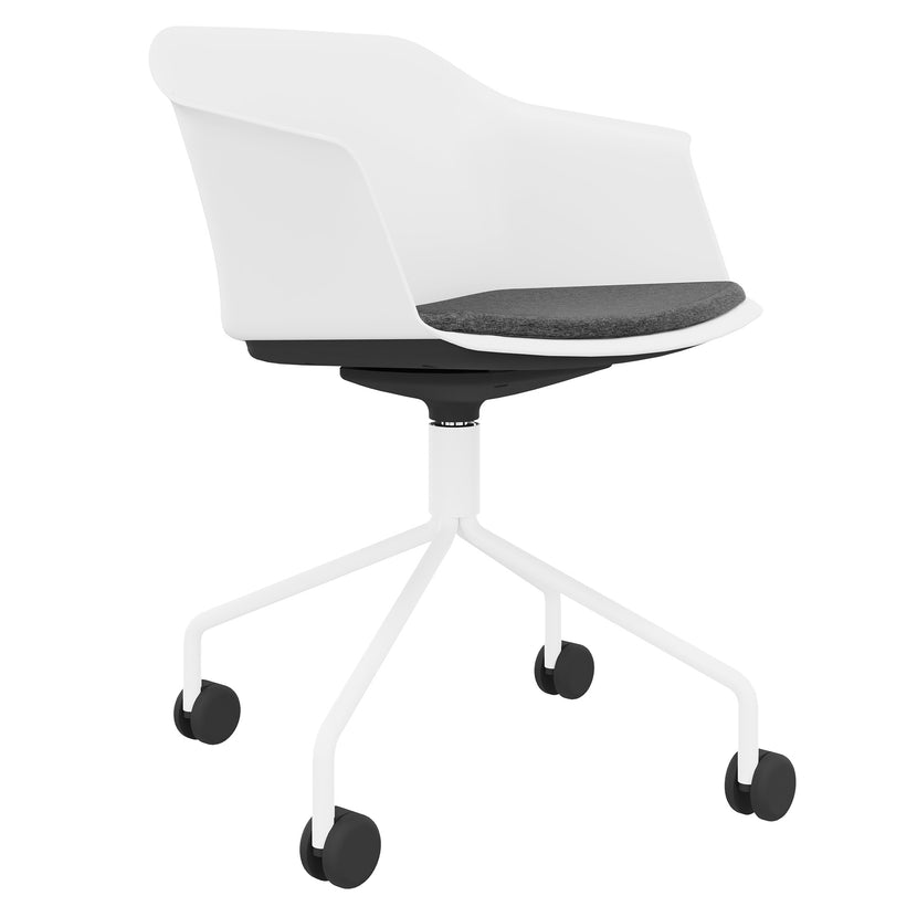 POLYTONE-C Besucher- und Konferenzstuhl rollbar | Pyramiden-Gestell, Farbe Weiss