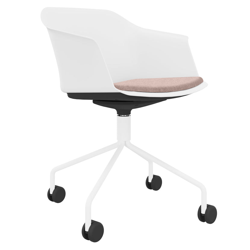 POLYTONE-C Besucher- und Konferenzstuhl rollbar | Pyramiden-Gestell, Farbe Weiss