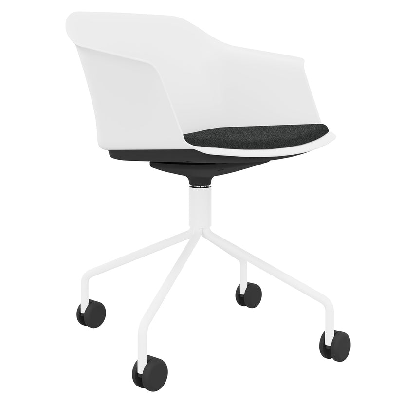 POLYTONE-C Besucher- und Konferenzstuhl rollbar | Pyramiden-Gestell, Farbe Weiss
