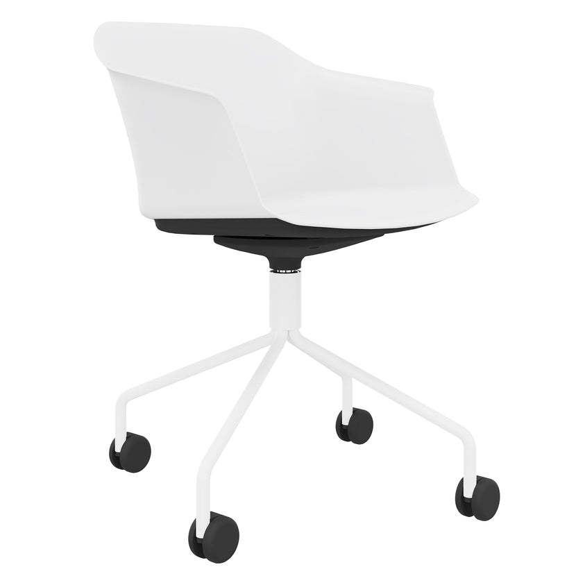 POLYTONE-C Besucher- und Konferenzstuhl rollbar | Pyramiden-Gestell, Farbe Weiss