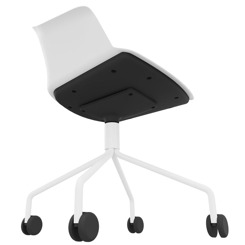 POLYTONE-C Besucher- und Konferenzstuhl rollbar | Pyramiden-Gestell, Farbe Weiss