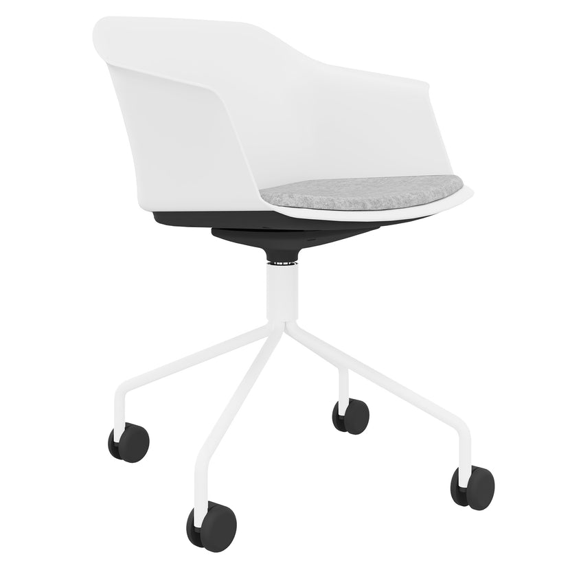 POLYTONE-C Besucher- und Konferenzstuhl rollbar | Pyramiden-Gestell, Farbe Weiss