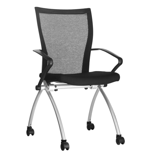 Viena Visitor Chair | Arrotolata, nero / argento