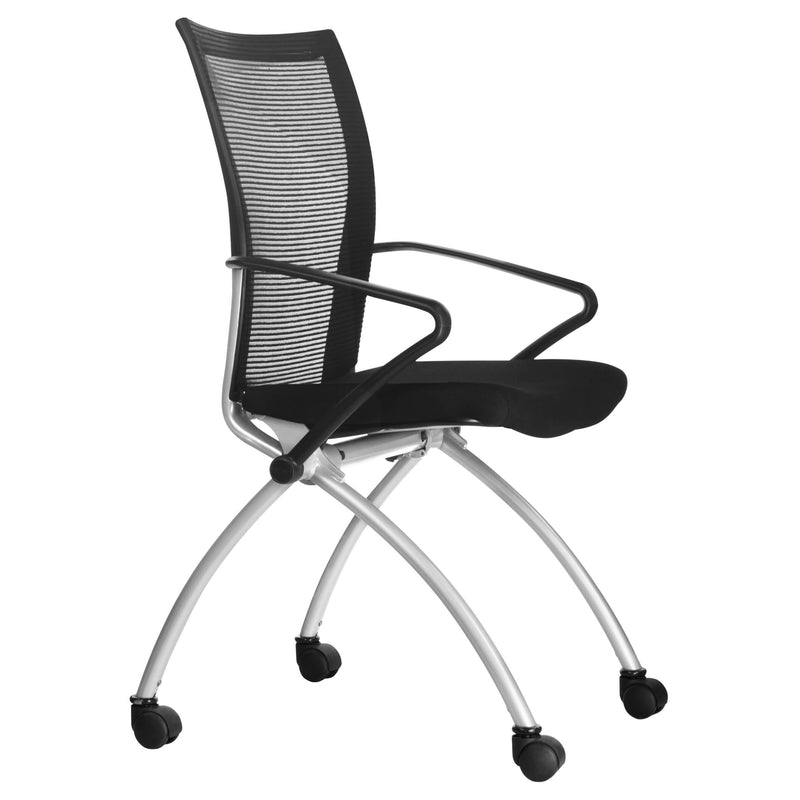 VIENA Chaise visiteur | À roulettes, noir / argent  - 3 Main Image