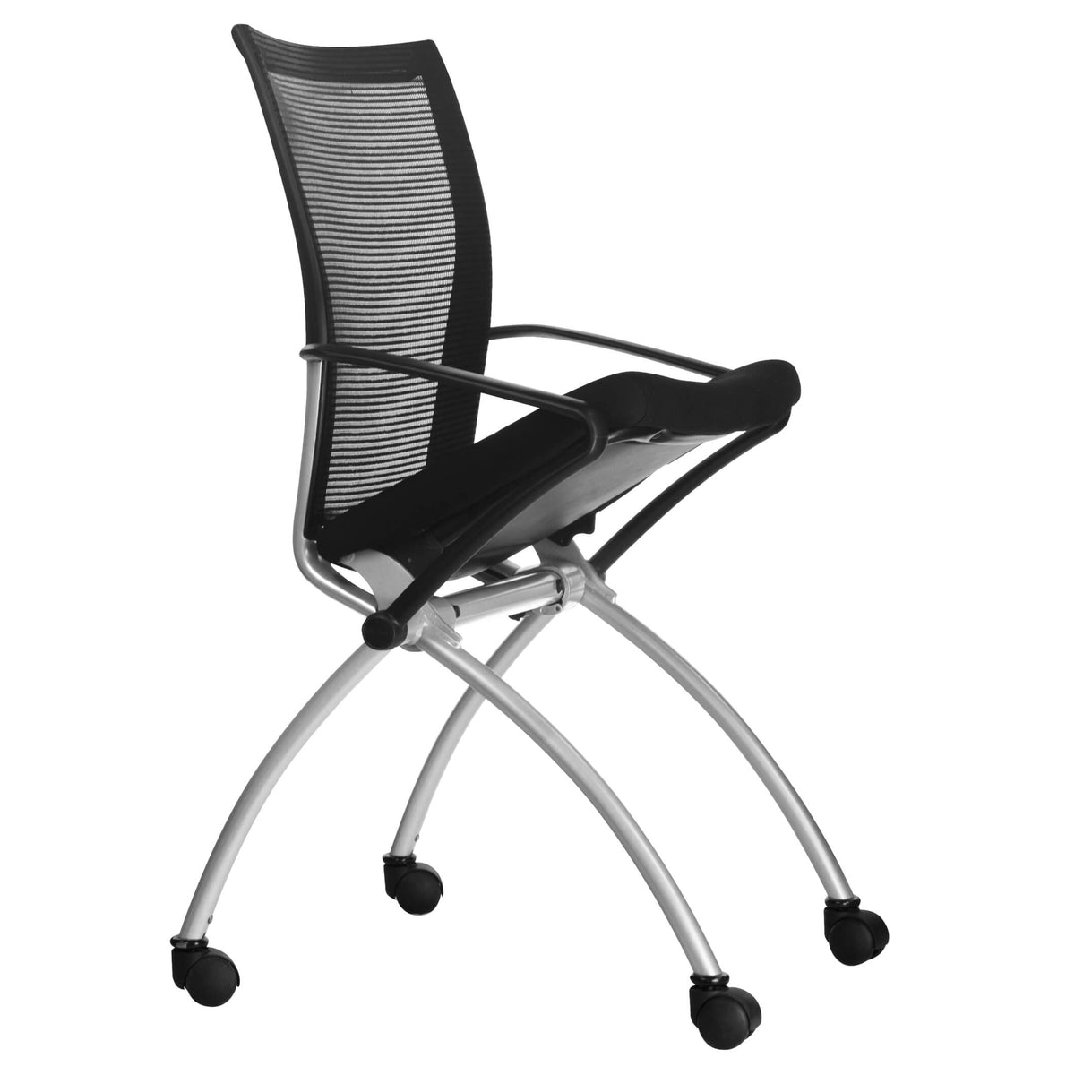 VIENA Chaise visiteur | À roulettes, noir / argent  - 5 Lightbox Main Image