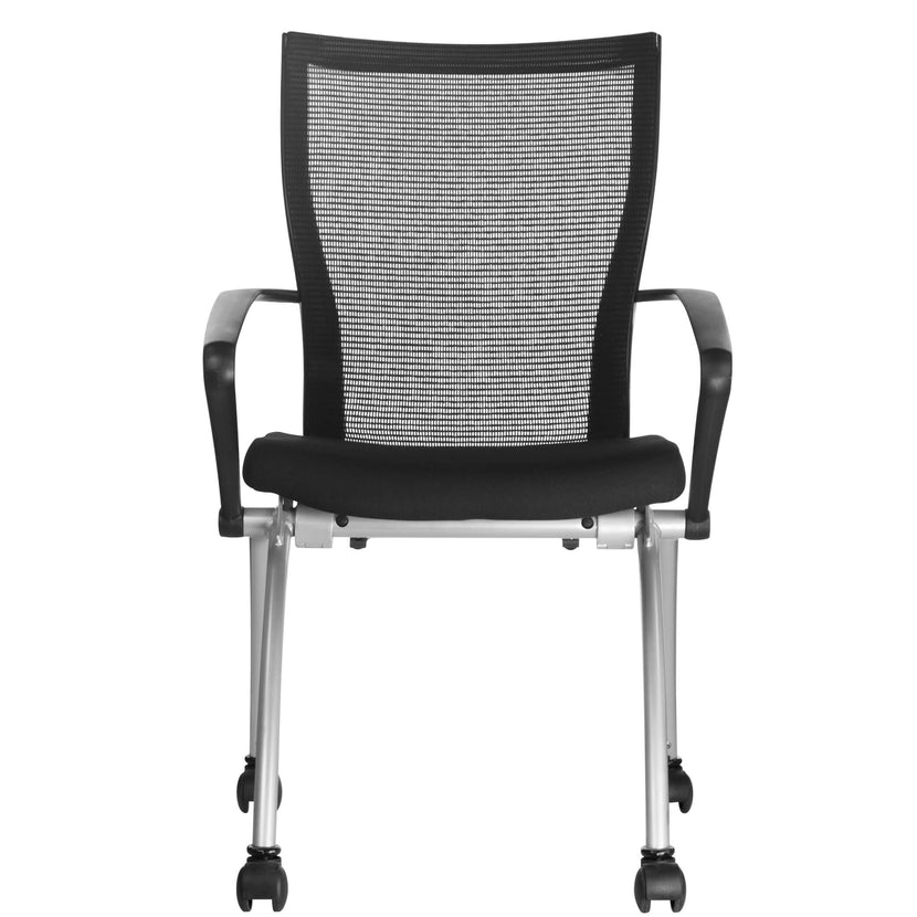 VIENA Besucherstuhl | Rollbar, Schwarz / Silber
