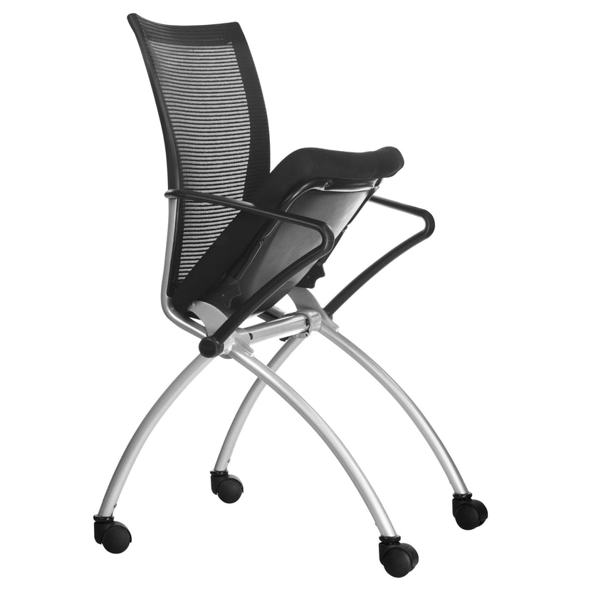 VIENA Besucherstuhl | Rollbar, Schwarz / Silber