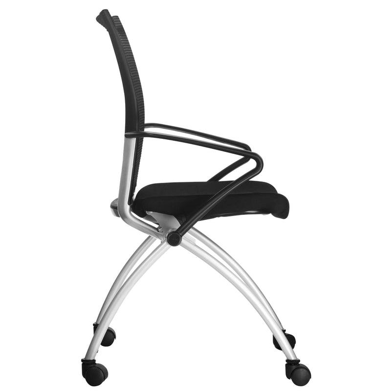 VIENA Chaise visiteur | À roulettes, noir / argent  - 8 Main Image