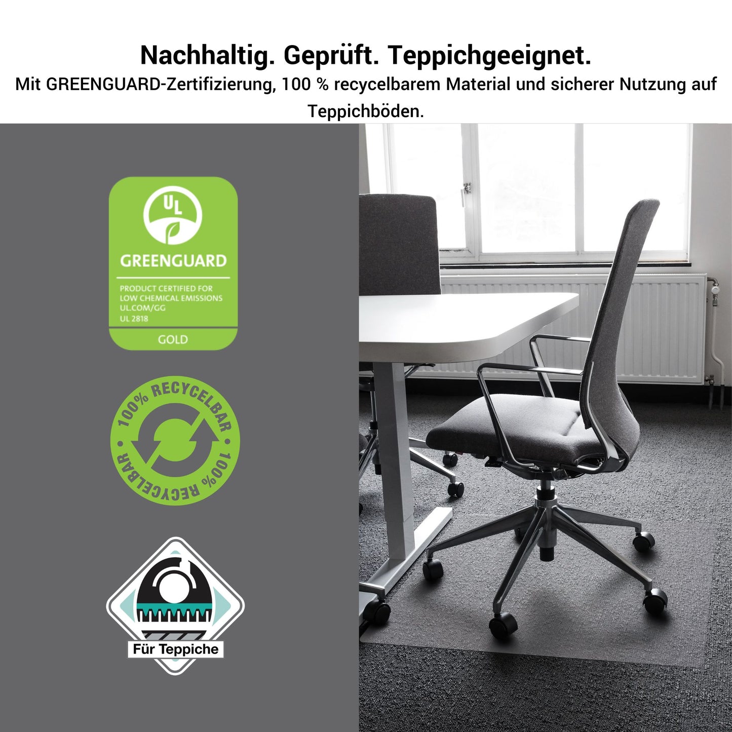 Mat de protection du sol | Pour les sols de tapis, 1200 x 1500 mm