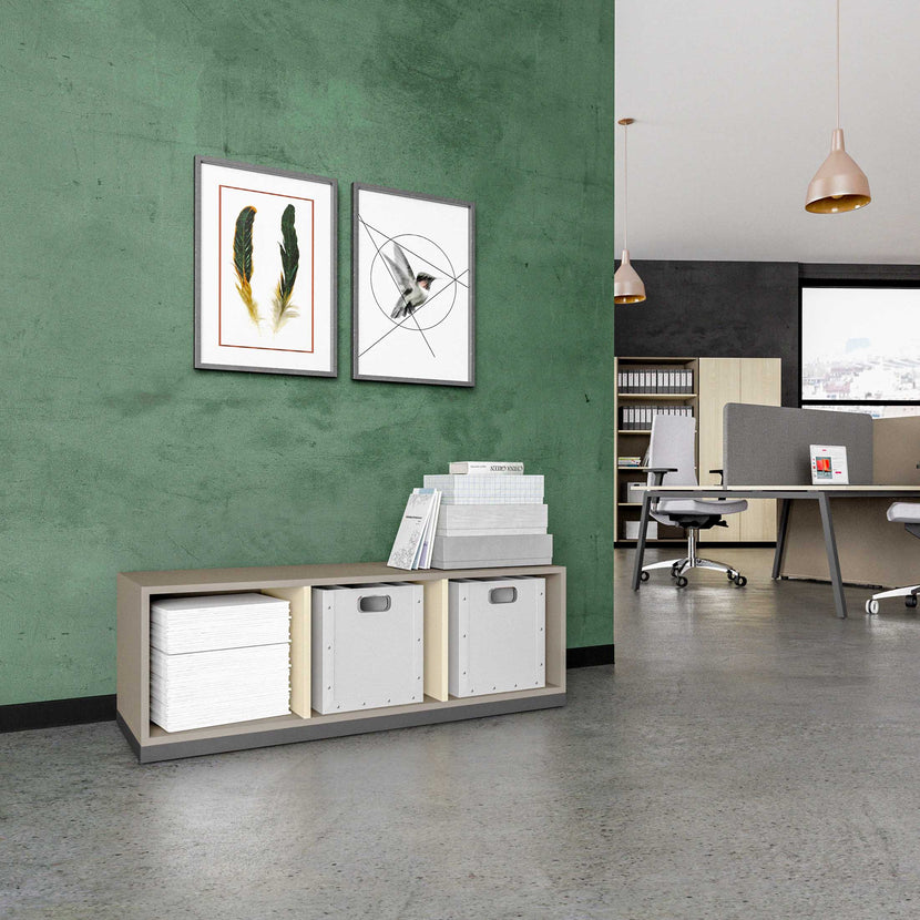 CHOICE bookshelf | 1 OH, 1200 x 410 mm, cubanite gray / sand ash