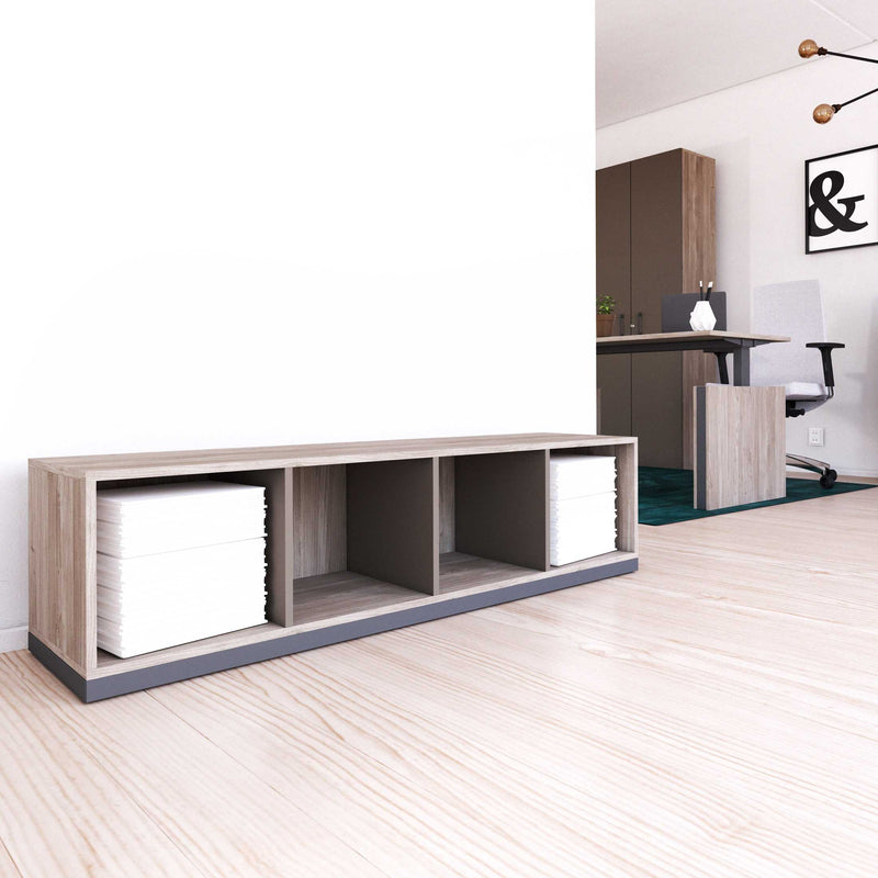 CHOICE Scaffale per libri | 1 OH, 1600 x 410 mm, rovere nordico grigio / grigio cubanite  - 1 Main Image