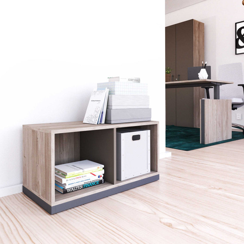 CHOICE bookshelf | 1 OH, 800 x 410 mm, northern oak gray / cubanite gray